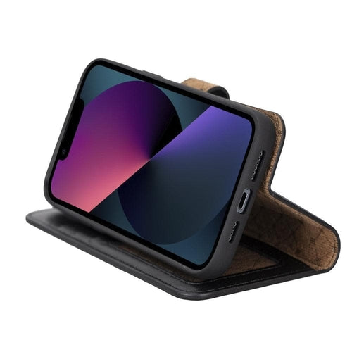Apple iPhone 14 Serie Abnehmbare Leder Brieftasche Hülle Dunklere Farbe -