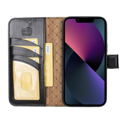 Apple iPhone 14 Serie Abnehmbare Leder Brieftasche Hülle Dunklere Farbe -