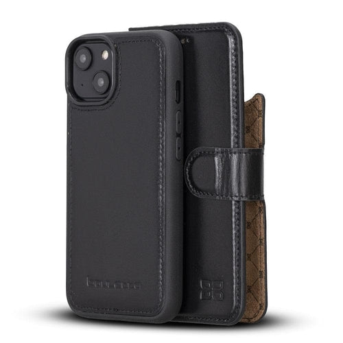 Apple iPhone 14 Serie Abnehmbare Leder Brieftasche Hülle Dunklere Farbe -