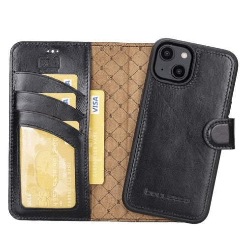 Apple iPhone 14 Serie Abnehmbare Leder Brieftasche Hülle Dunklere Farbe -