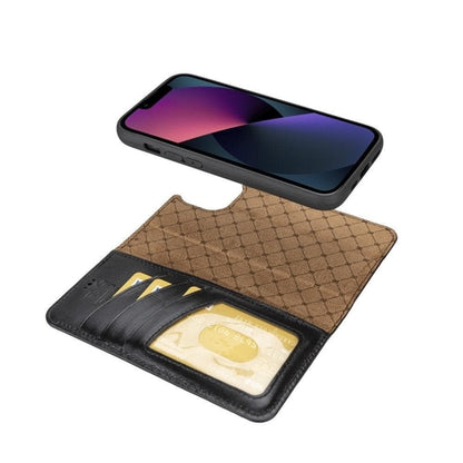 Apple iPhone 14 Serie Abnehmbare Leder Brieftasche Hülle Dunklere Farbe -