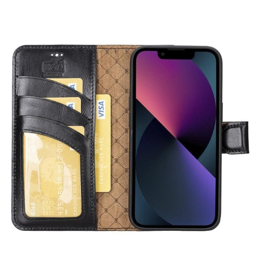 Apple iPhone 14 Serie Abnehmbare Leder Brieftasche Hülle Dunklere Farbe -