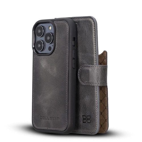 Apple iPhone 14 Serie Abnehmbare Leder Brieftasche Hülle Dunklere Farbe -