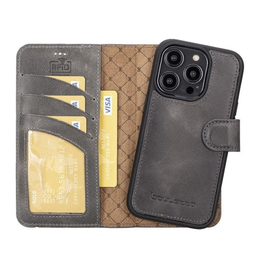 Apple iPhone 14 Serie Abnehmbare Leder Brieftasche Hülle Dunklere Farbe -