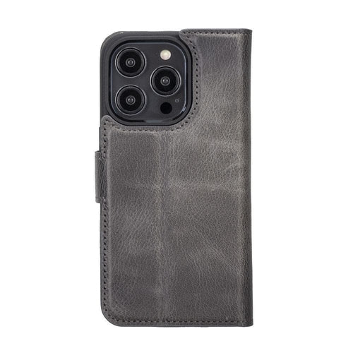 Apple iPhone 14 Serie Abnehmbare Leder Brieftasche Hülle Dunklere Farbe -