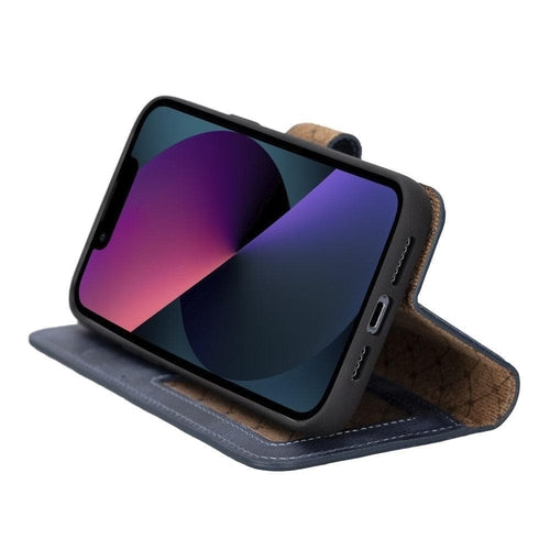Apple iPhone 14 Serie Abnehmbare Leder Brieftasche Hülle Dunklere Farbe -