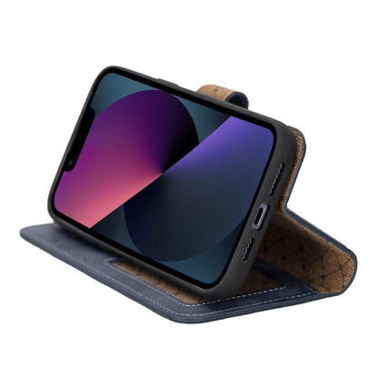 Apple iPhone 14 Serie Abnehmbare Leder Brieftasche Hülle Dunklere Farbe -