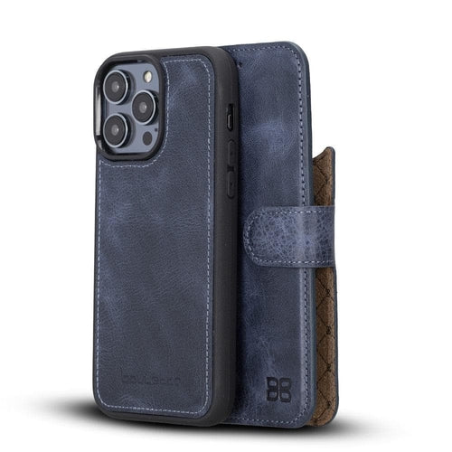 Apple iPhone 14 Serie Abnehmbare Leder Brieftasche Hülle Dunklere Farbe -