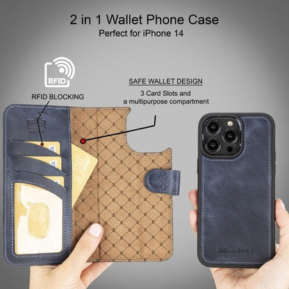 Apple iPhone 14 Serie Abnehmbare Leder Brieftasche Hülle Dunklere Farbe -