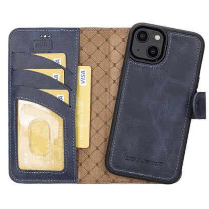 Apple iPhone 14 Serie Abnehmbare Leder Brieftasche Hülle Dunklere Farbe -
