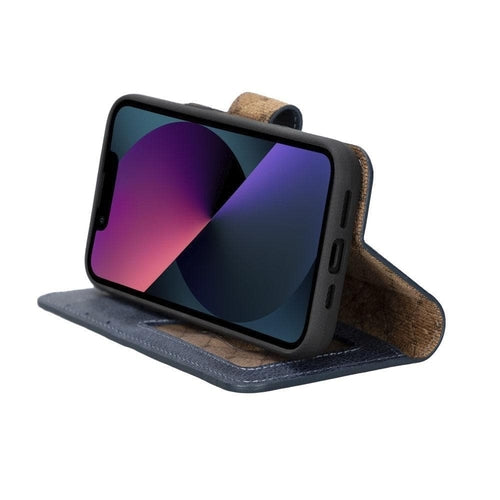 Apple iPhone 14 Serie Abnehmbare Leder Brieftasche Hülle Dunklere Farbe -