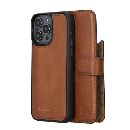 Apple iPhone 14 Serie Abnehmbare Leder Brieftasche Hülle Dunklere Farbe -