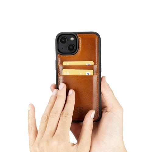 Flexibles Leder Back Cover mit Kartenhalter für iPhone 14 Serie