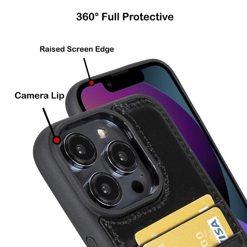 Flexibles Leder Back Cover mit Kartenhalter für iPhone 14 Serie