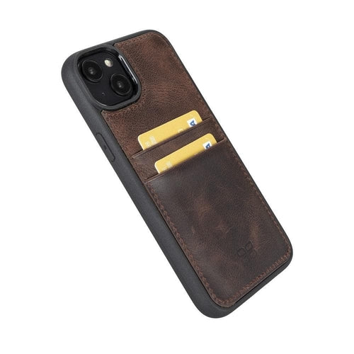 Flexibles Leder Back Cover mit Kartenhalter für iPhone 14 Serie