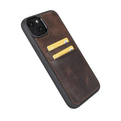 Flexibles Leder Back Cover mit Kartenhalter für iPhone 14 Serie