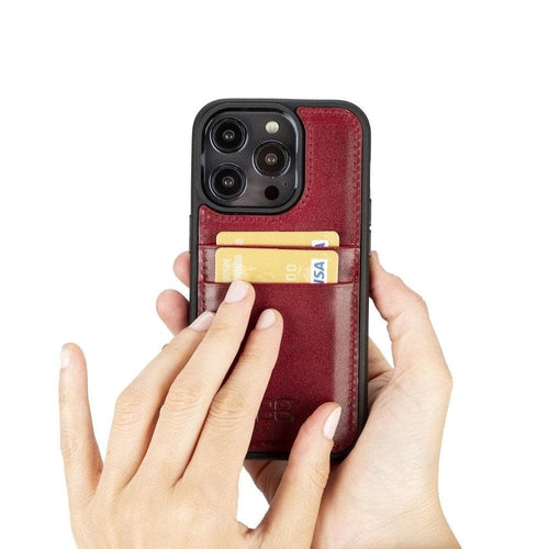 Flexibles Leder Back Cover mit Kartenhalter für iPhone 14 Serie