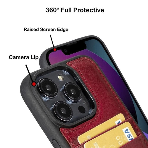 Flexibles Leder Back Cover mit Kartenhalter für iPhone 14 Serie