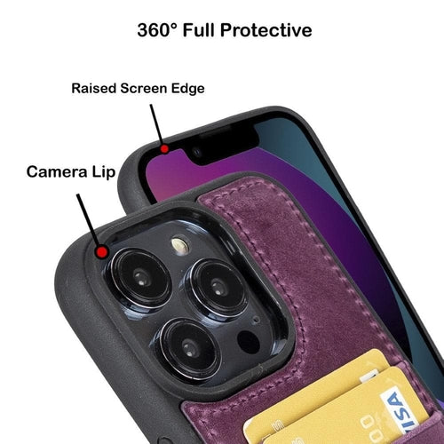 Flexibles Leder Back Cover mit Kartenhalter für iPhone 14 Serie