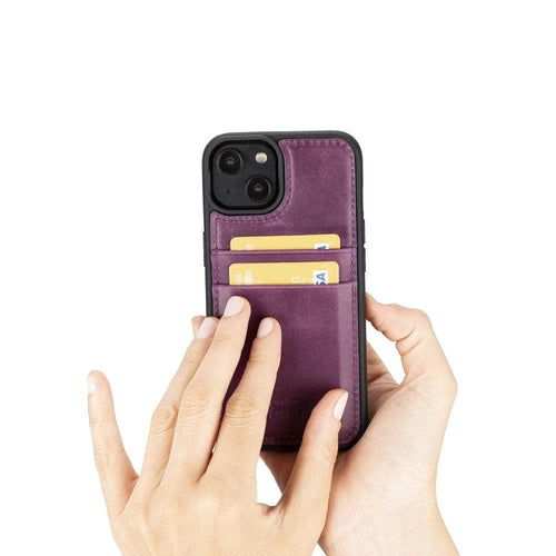 Flexibles Leder Back Cover mit Kartenhalter für iPhone 14 Serie