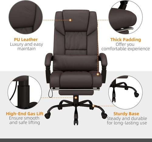 Brauner Büromassagesessel mit hoher Rückenlehne und 6 Vibrationspunkten