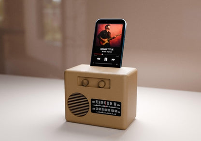 Passiver Schallverstärker im Retro-Radiostil – Handy-Verstärker | Holz