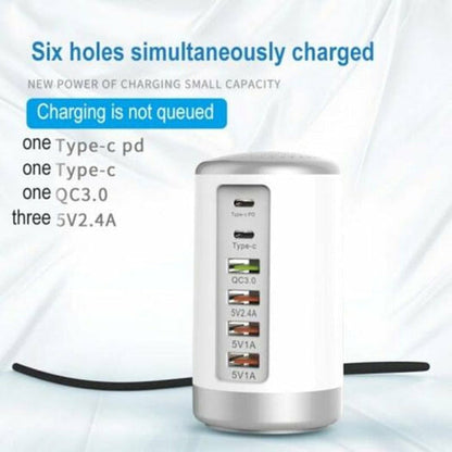 6-Port-Zylinderadapter 65 W Hochleistungs-Schnellladung