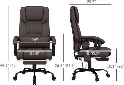 Brauner Büromassagesessel mit hoher Rückenlehne und 6 Vibrationspunkten