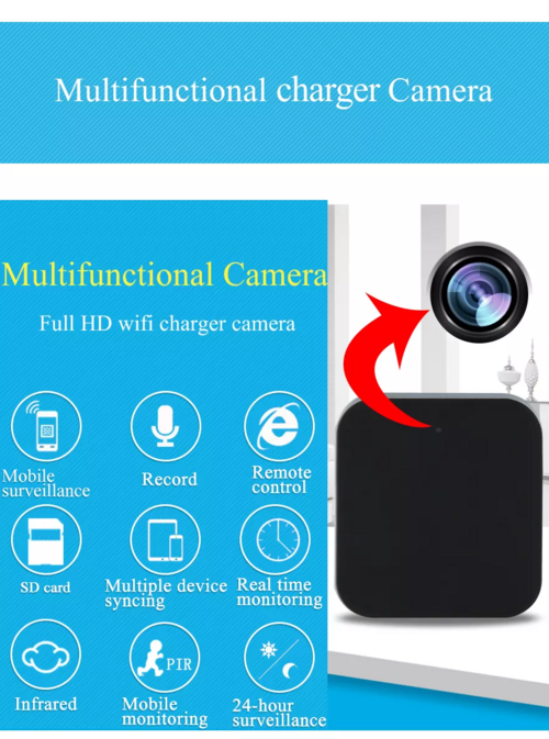 Nachtsicht 1080P Wifi Nanny Cam Ladegerät Versteckte Spionagekameras