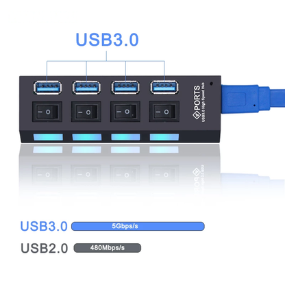 USB 3.0 Hub USB Hub 3.0 Multi-USB-Splitter 4/7 Port Mehrfach-Erweiterung