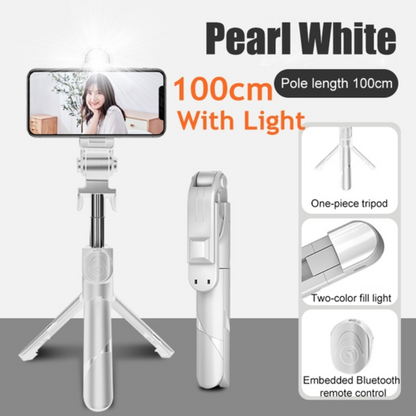 3-in-1 Stativ Bluetooth Selfie Stick mit Fülllicht für Smartphone