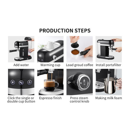 20 Bar Espressomaschine 1350W Hochleistung mit Sicherheitsventil