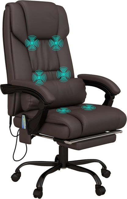 Brauner Büromassagesessel mit hoher Rückenlehne und 6 Vibrationspunkten