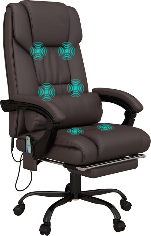 Brauner Büromassagesessel mit hoher Rückenlehne und 6 Vibrationspunkten
