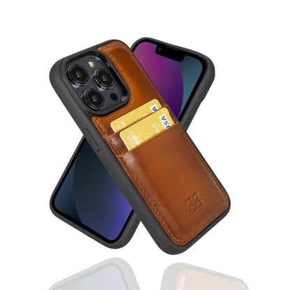 Flexibles Leder Back Cover mit Kartenhalter für iPhone 14 Serie