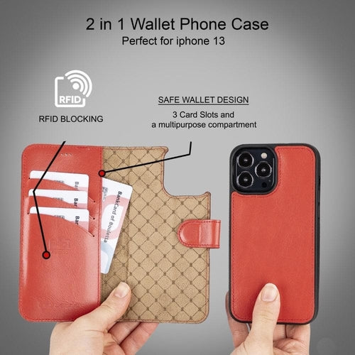Apple iPhone 13 Serie Buntes abnehmbares Leder-Wallet Case – MW