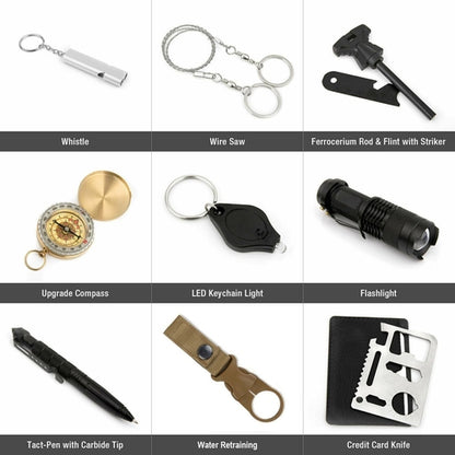 14-in-1 Outdoor Notfall-Überlebens- und Sicherheitsausrüstungs-Kit für Camping